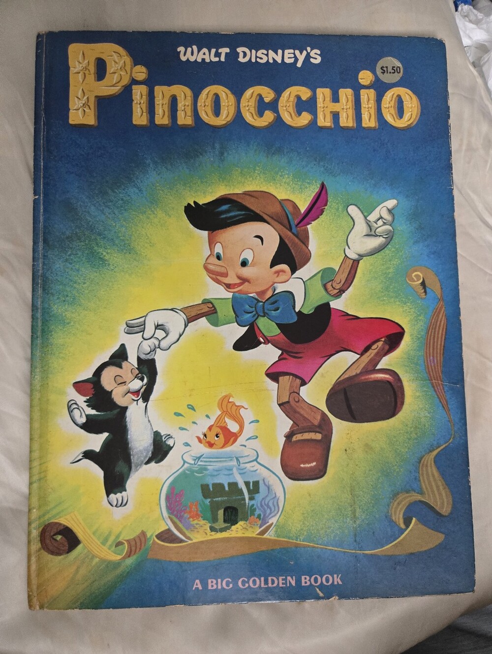 Vintage 1978 Walt Disney’s Pinocchio Big Golden Book Hardcover 30th Printing